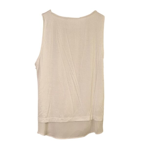Feminine White Lightweight Chiffon-Lined Tank Flowy Layering Piece  Size M - Picture 3 of 4